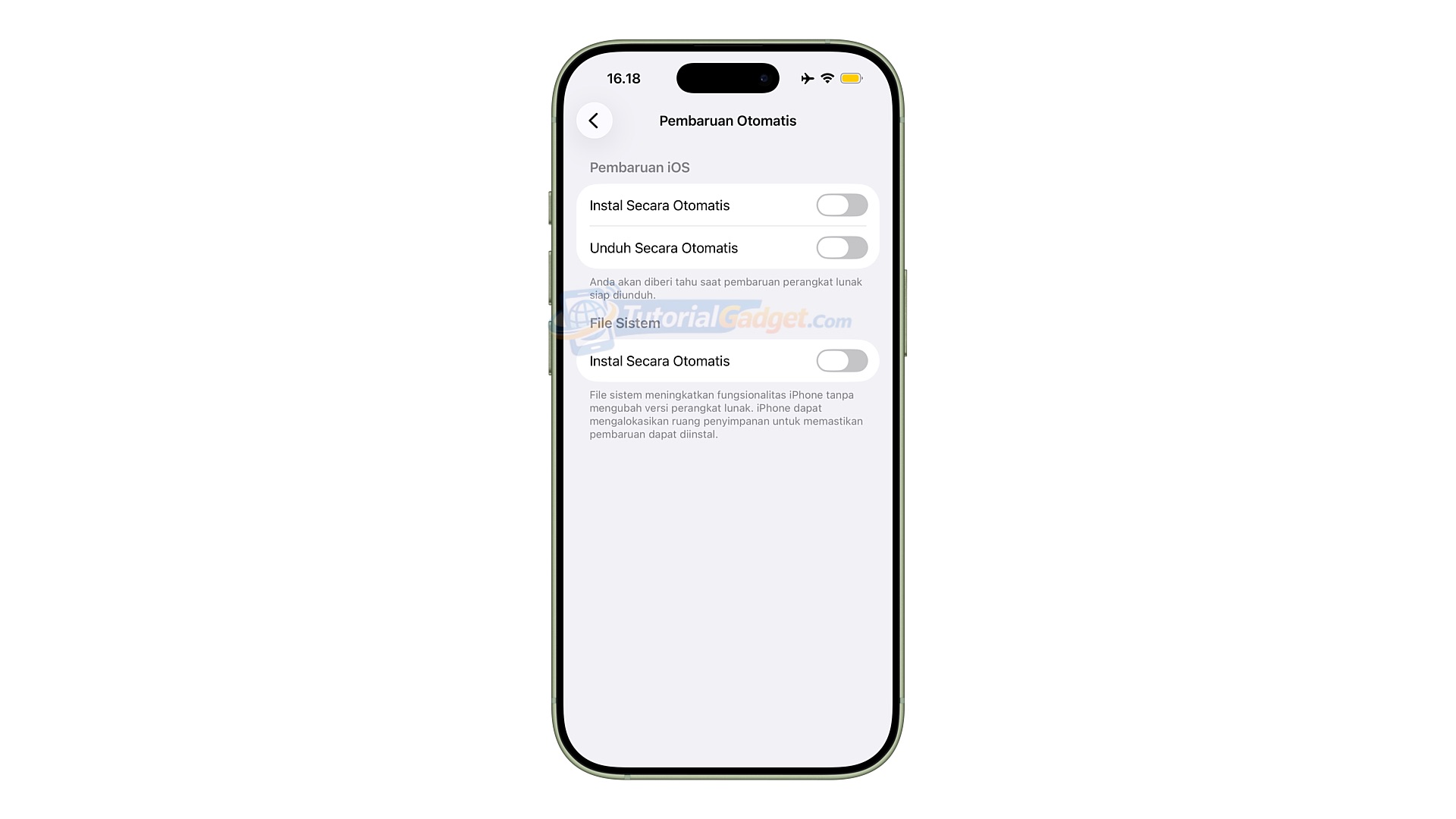 mematikan update ios dan instal otomatis di iphone